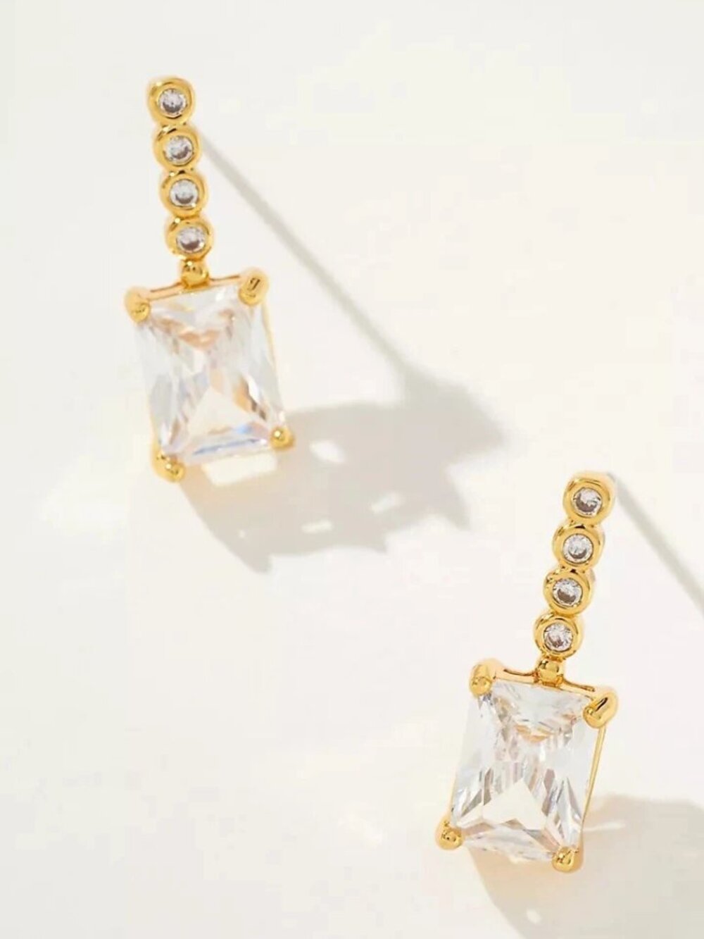 Anthropologie Crystal Rectangle Drop Earrings NWT